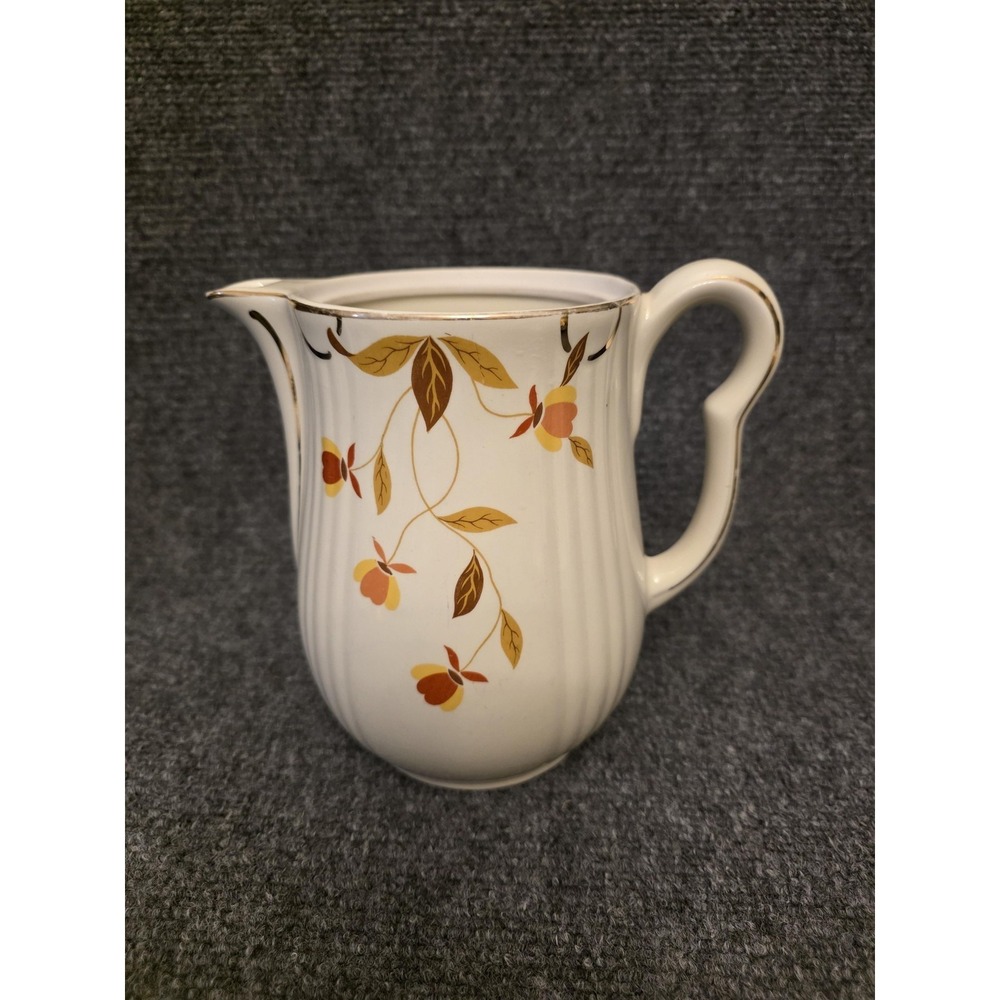 Hall's Superior Floral‎ Pitcher White Ceramic Kitchenware Autumn Leaves Decor